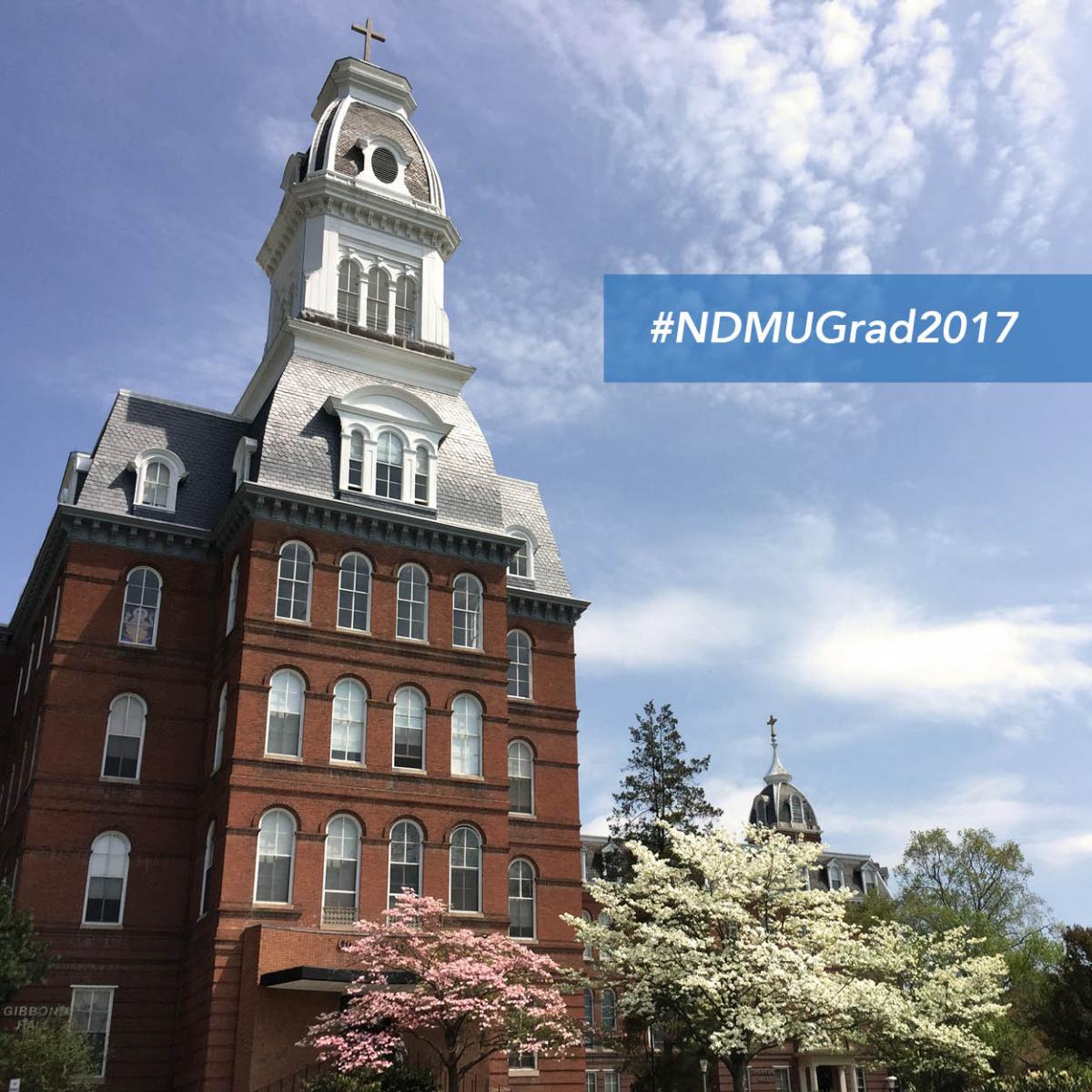 Gibbons tower "#NDMUGrad2017"