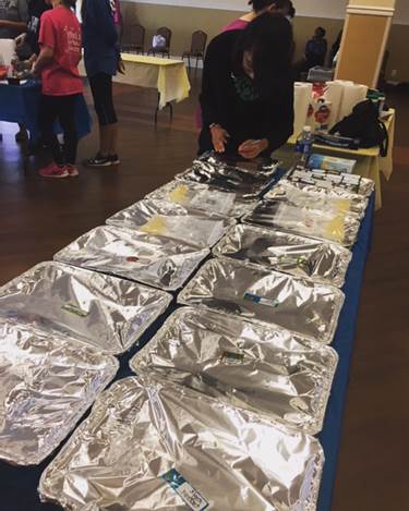 Casserole dishes covered in foil