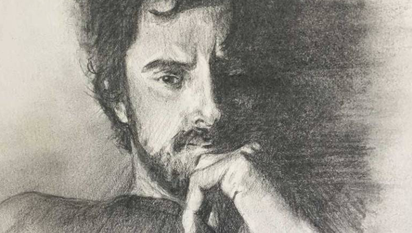 Drawing of a man suffering from addiction