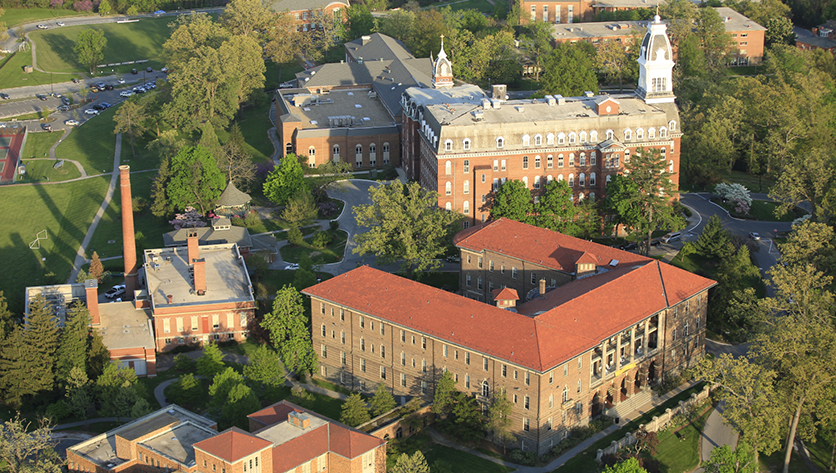 Aerial view of NDMU's campus