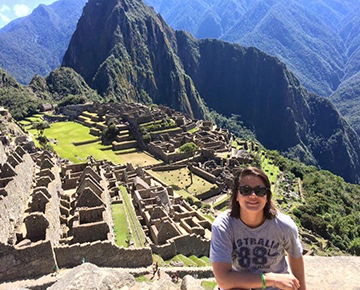 photo of student in Machu Picchu ruins