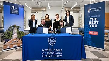 The presidents of NDMU and Mount St. Mary's along with other university administrators.