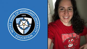 A headshot of Emily Langton next to the NDMU School of Education logo