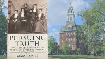 A copy of Pursuing Truth next to a photo of Caroline Hall