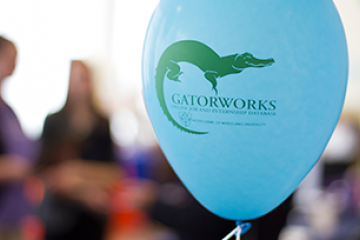 Gatorworks logo on a balloon
