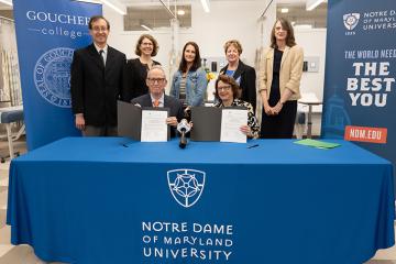 NDMU and Goucher administrators at the MOU signing