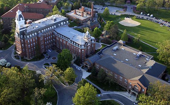 An aerial shot of NDMU's campus