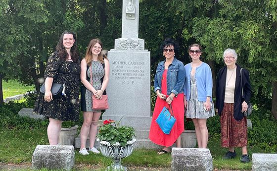 The Heritage Tour group at Mother Caroline's grave in Milwaukee
