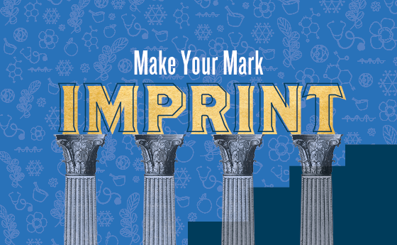 Make Your Mark: Imprint graphic with four pillars