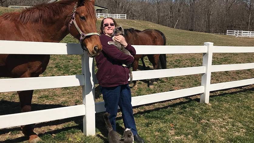 Dr. Pam O'Brien at home on her farm Dr. Pam O'Brien at home on her farm