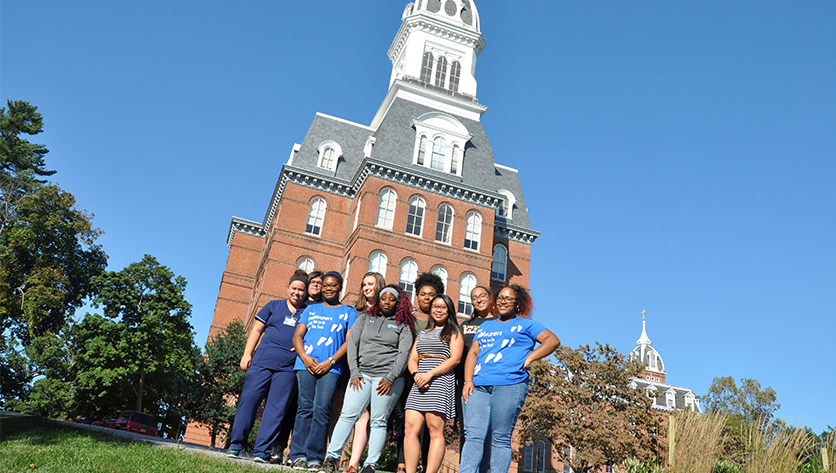 Gibbons Hall with students Gibbons Hall with students