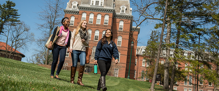 Students walking in front of Gibbons Hall