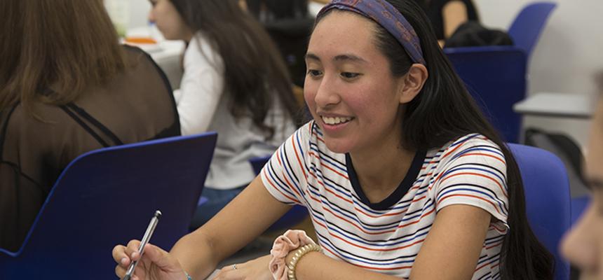 student in classroom